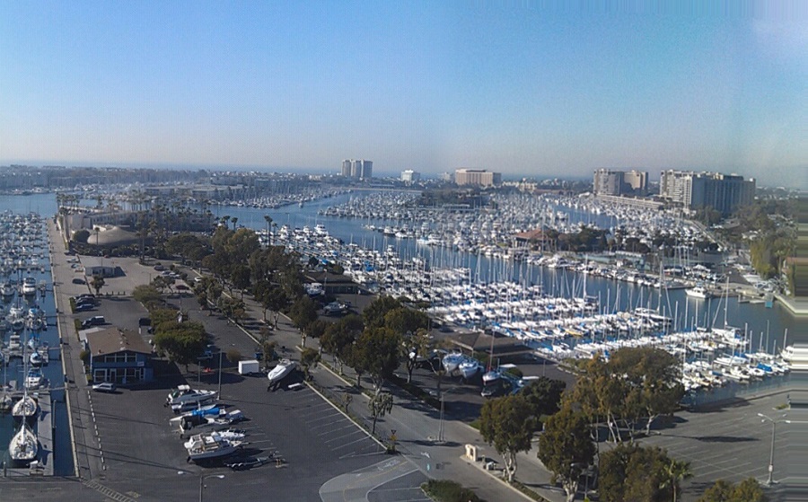 Panoramic view of the marina from a nearby office building