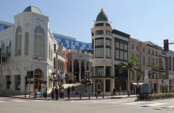 Beverly Hills at the corner of Rodeo Driveand Via Rodeo in 2012
