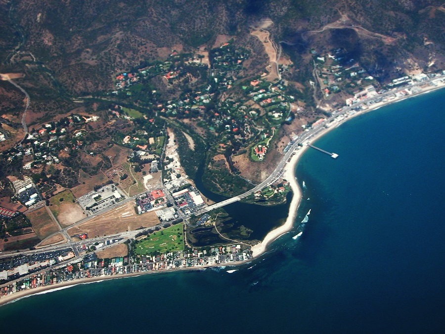 Aerial view of Downtown Malibu and surrounding neighborhoods