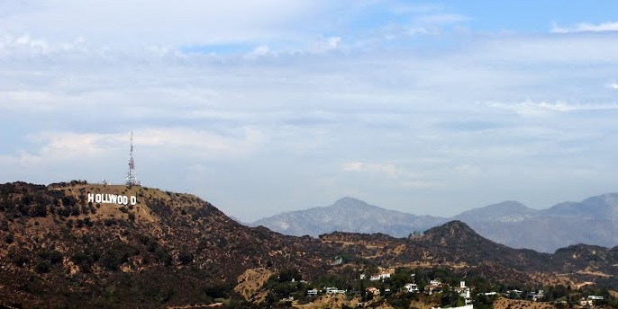 View towards Hollywood Sign and Hollywood Hills